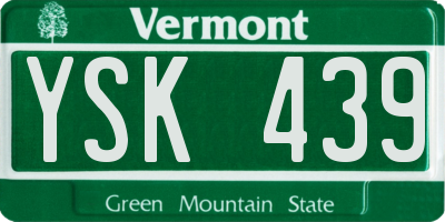VT license plate YSK439