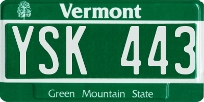 VT license plate YSK443