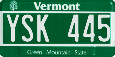 VT license plate YSK445