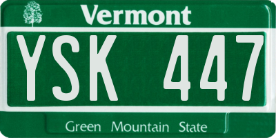 VT license plate YSK447