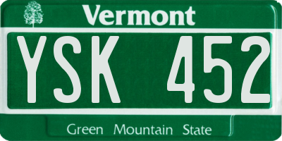 VT license plate YSK452