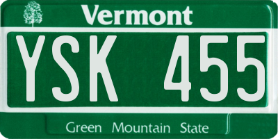 VT license plate YSK455