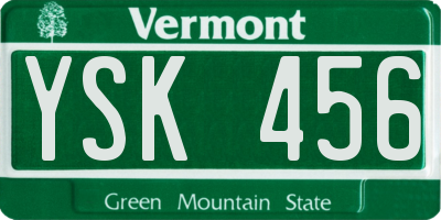 VT license plate YSK456