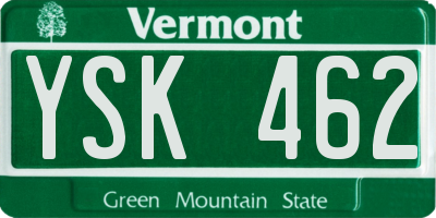 VT license plate YSK462