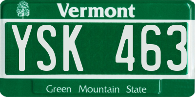 VT license plate YSK463