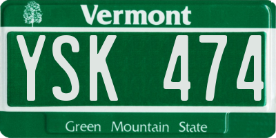 VT license plate YSK474