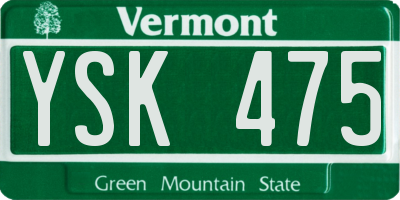 VT license plate YSK475