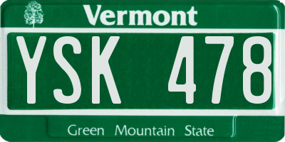 VT license plate YSK478