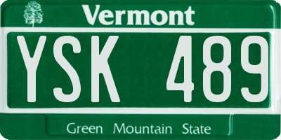 VT license plate YSK489