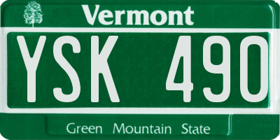VT license plate YSK490