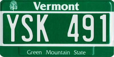 VT license plate YSK491