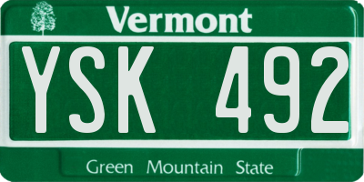 VT license plate YSK492