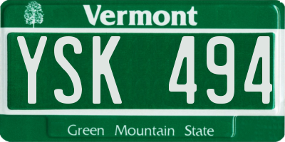 VT license plate YSK494