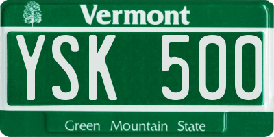 VT license plate YSK500