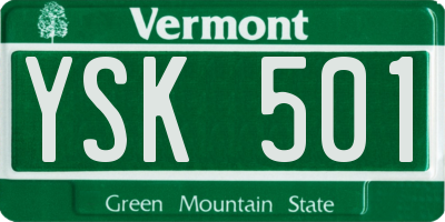 VT license plate YSK501