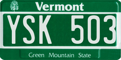 VT license plate YSK503