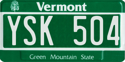 VT license plate YSK504