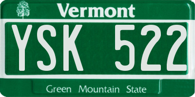 VT license plate YSK522