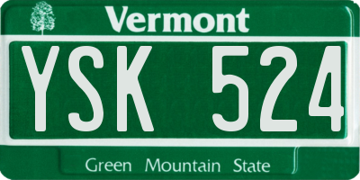 VT license plate YSK524