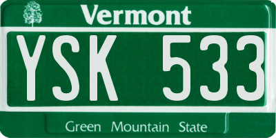 VT license plate YSK533