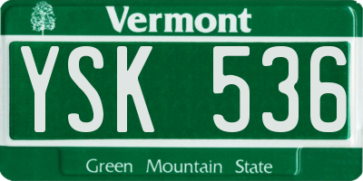 VT license plate YSK536