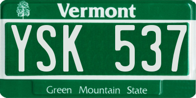 VT license plate YSK537