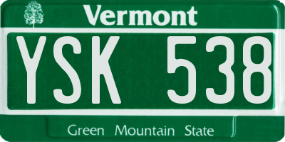 VT license plate YSK538