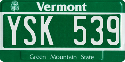 VT license plate YSK539