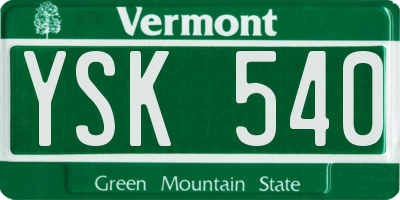 VT license plate YSK540