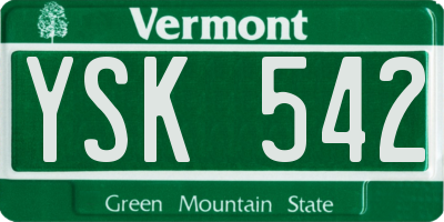 VT license plate YSK542