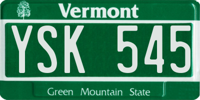 VT license plate YSK545