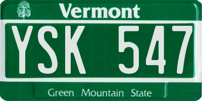 VT license plate YSK547