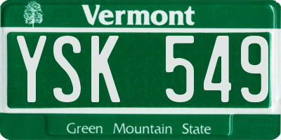 VT license plate YSK549