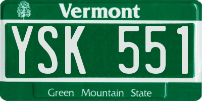 VT license plate YSK551