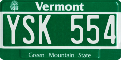 VT license plate YSK554