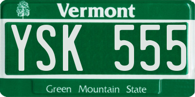 VT license plate YSK555
