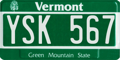 VT license plate YSK567