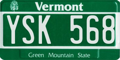 VT license plate YSK568