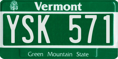 VT license plate YSK571