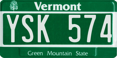 VT license plate YSK574