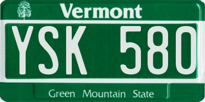 VT license plate YSK580