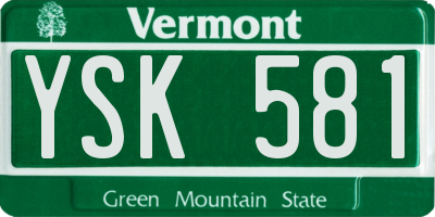 VT license plate YSK581