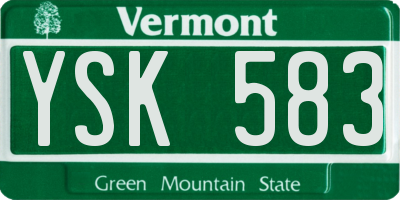 VT license plate YSK583