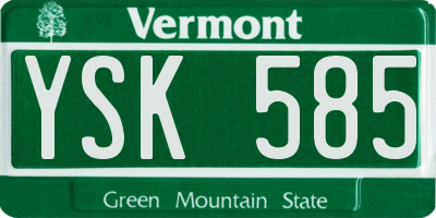 VT license plate YSK585