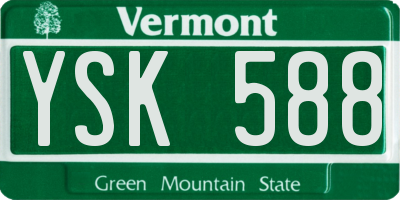 VT license plate YSK588