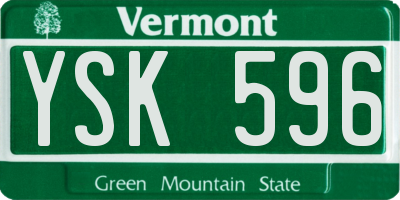 VT license plate YSK596