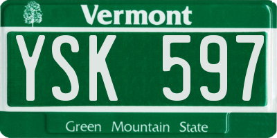 VT license plate YSK597