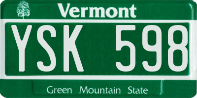 VT license plate YSK598