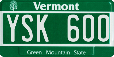 VT license plate YSK600