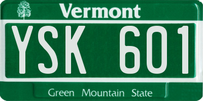 VT license plate YSK601